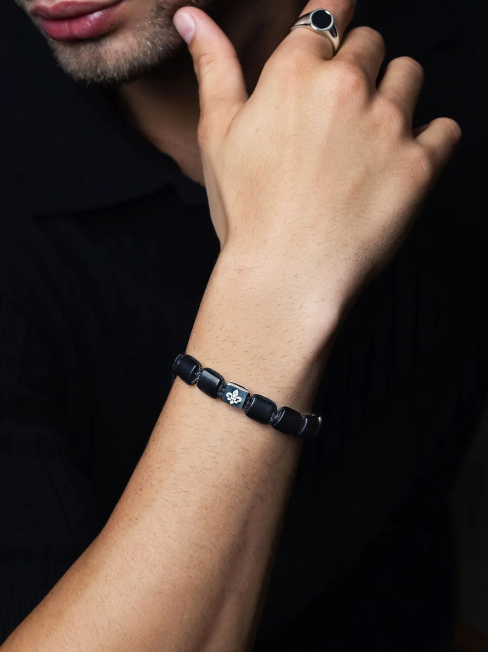 Nialaya Jewelry Flatbead Bracelet In Black