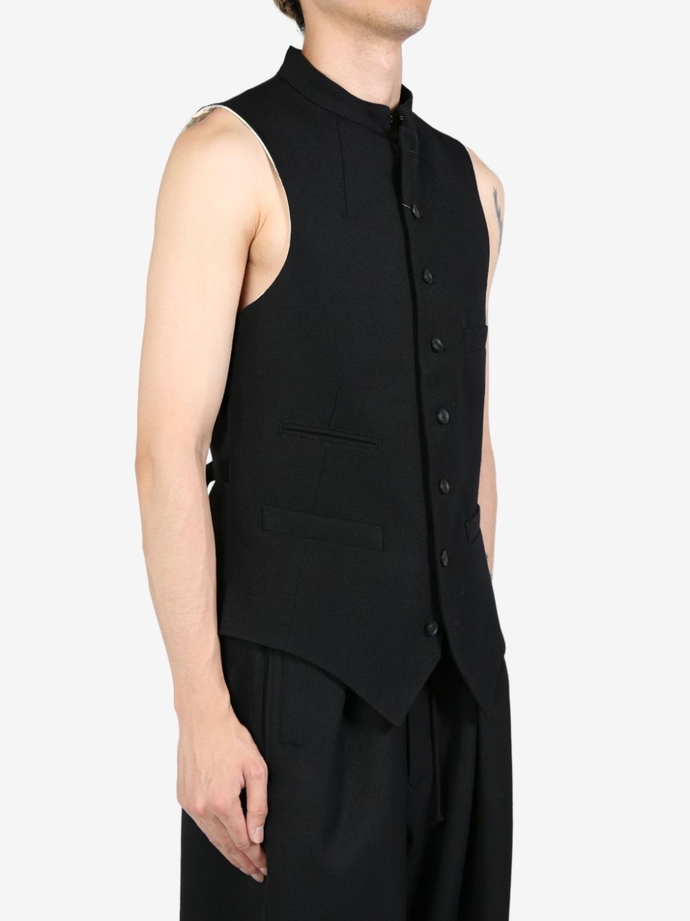 Yohji Yamamoto stand-up collar vest - Zwart