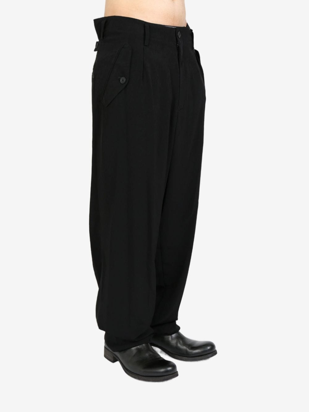 Yohji Yamamoto pleat-detailing flared trousers - Zwart