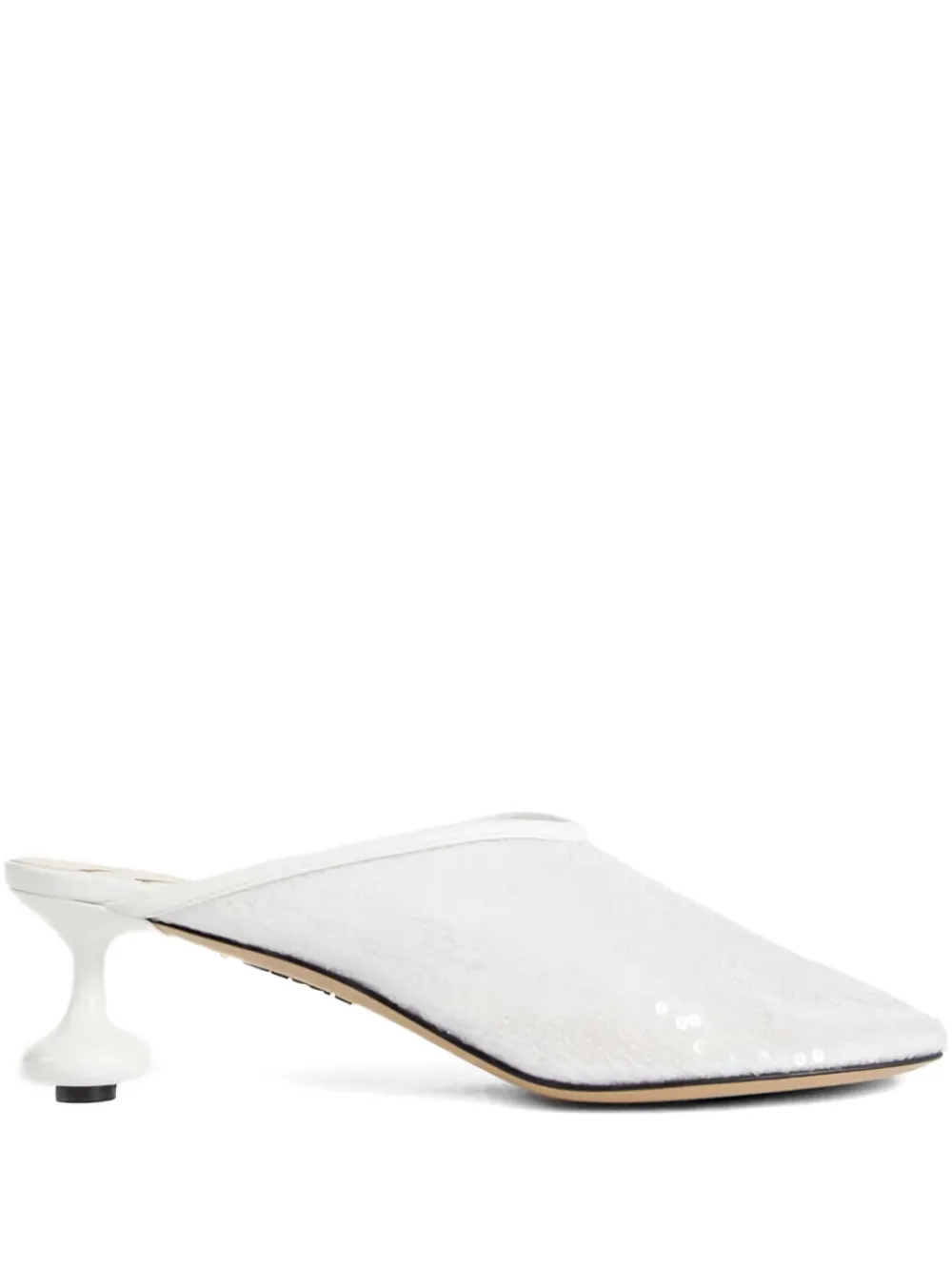 Loewe 450mm Sequin-embellished Sculpted-heel Mules In White