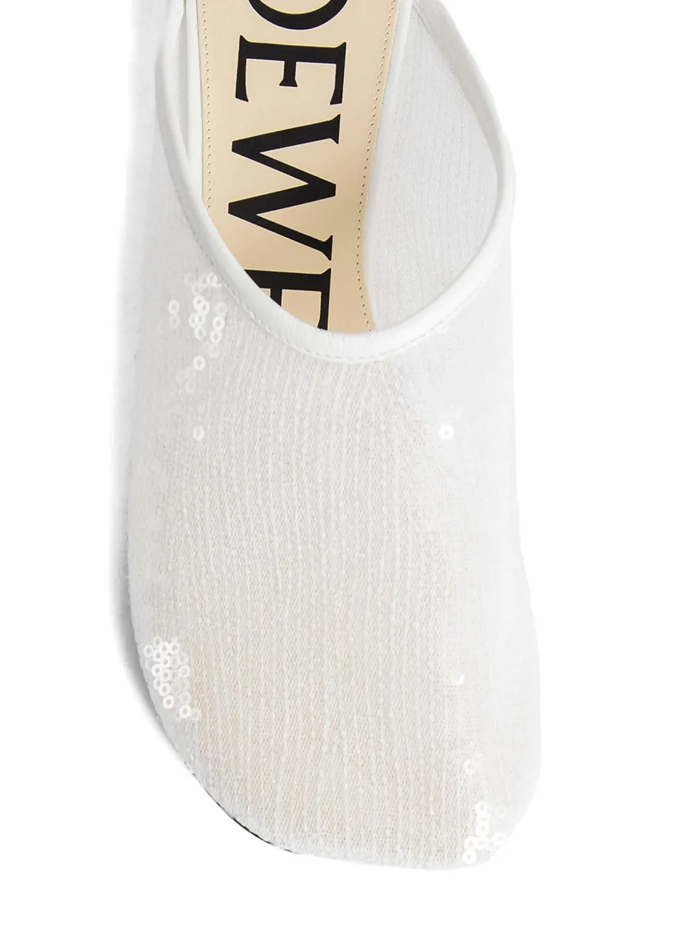Loewe 450mm Sequin-embellished Sculpted-heel Mules In White