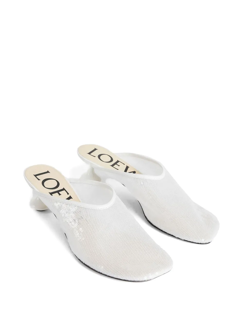 Loewe 450mm Sequin-embellished Sculpted-heel Mules In White