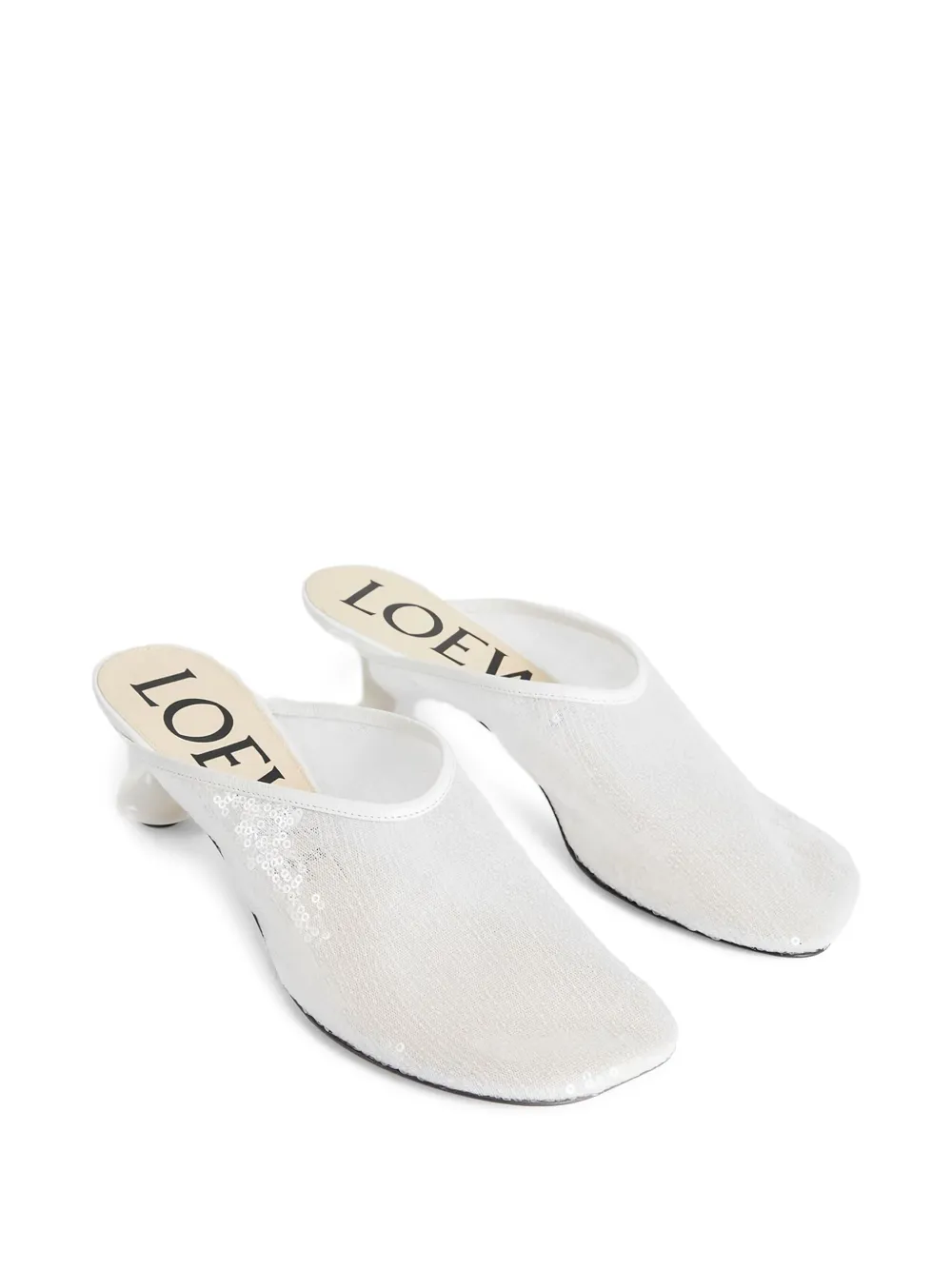 LOEWE 450mm sequin-embellished sculpted-heel mules White