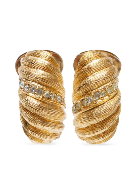 Christian Dior Pre-Owned aretes de clip con detalles de strass