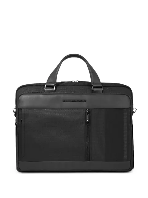 PIQUADRO logo-plaque panelled briefcase