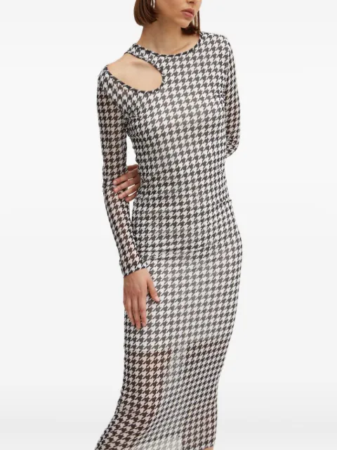 HUGO cutout houndstooth midi dress