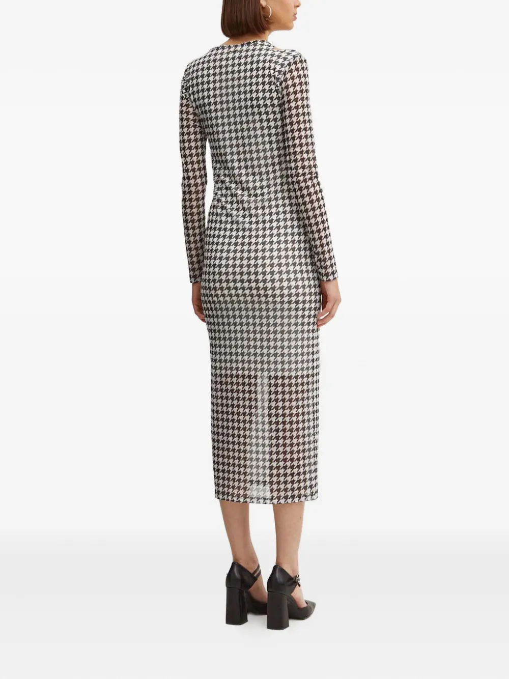 HUGO Midi-jurk met pied-de-poule print Wit