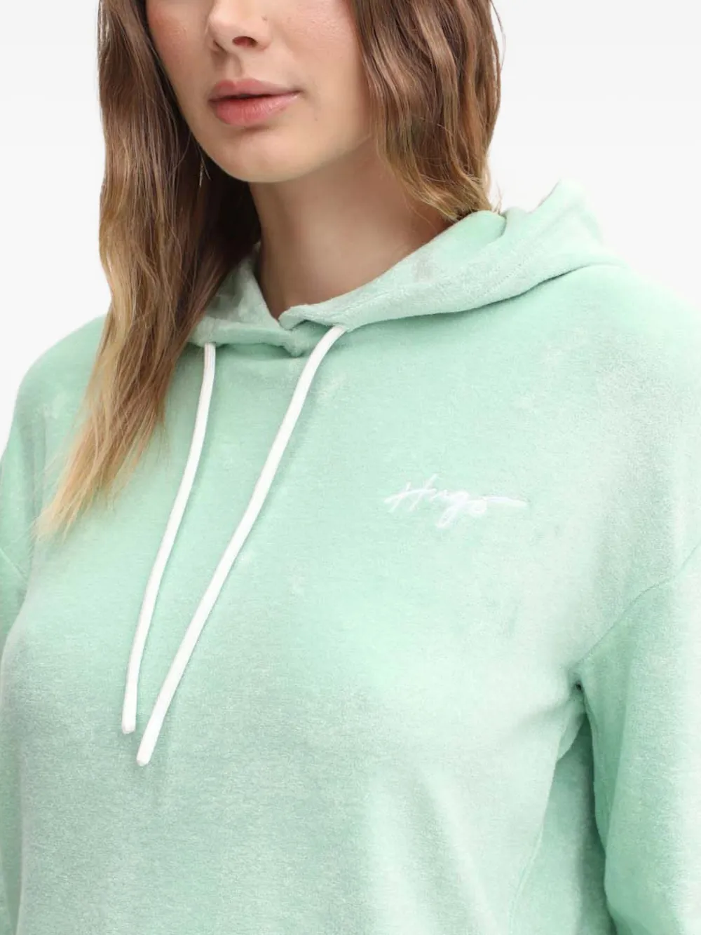 HUGO Top met capuchon en lange mouwen Groen