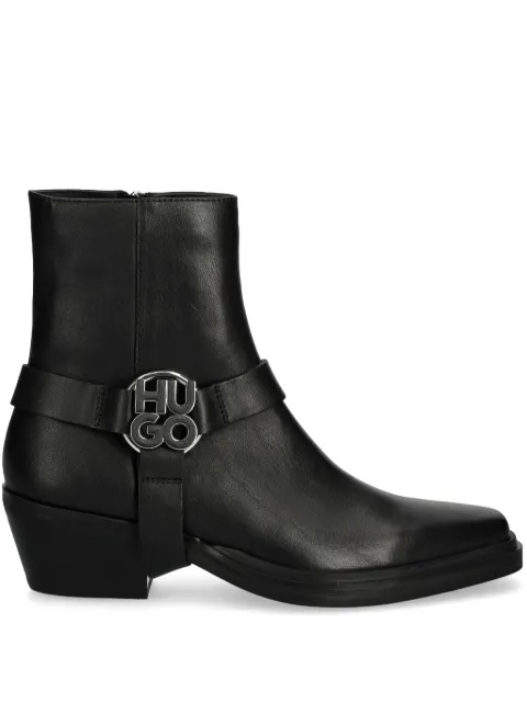 HUGO 50mm logo plaque biker boots