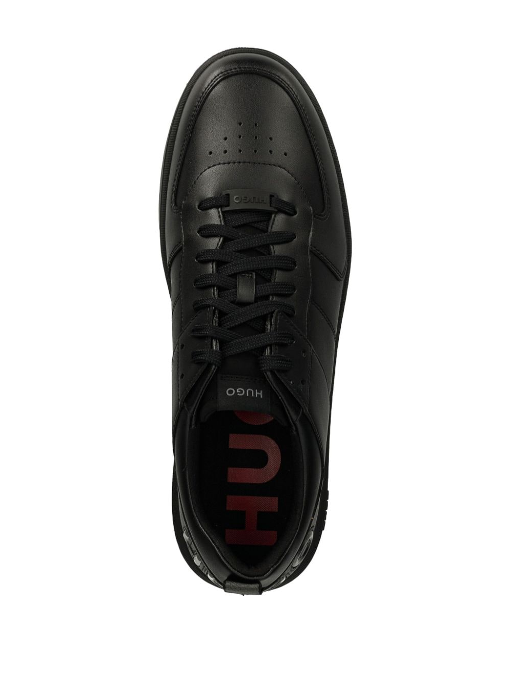 Shop Hugo Logo-embossed Sneakers In Black