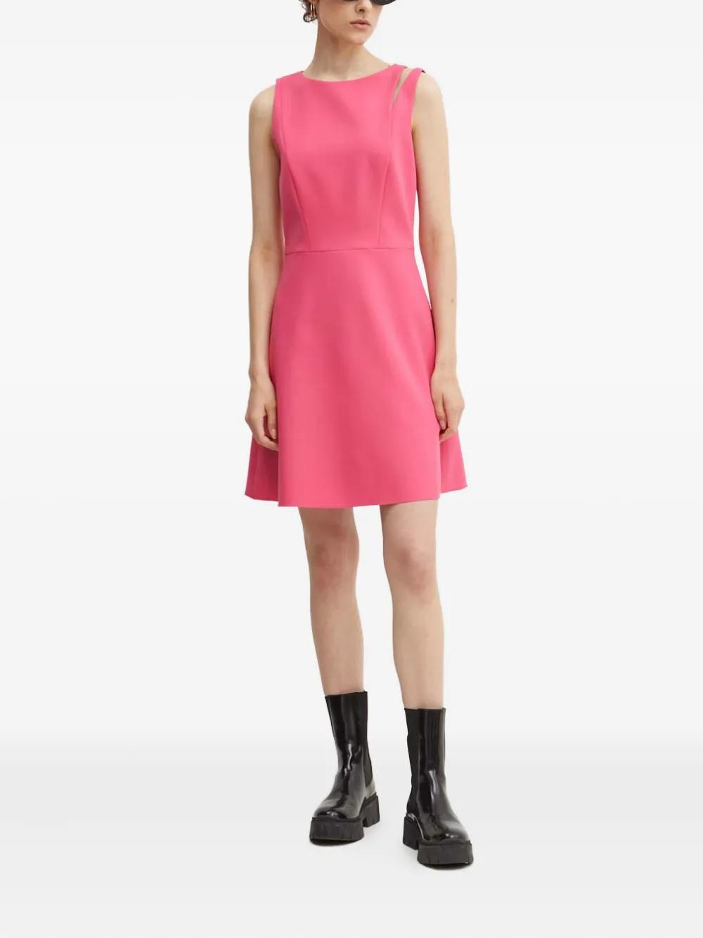 HUGO Mouwloze mini-jurk met uitgesneden details - Roze