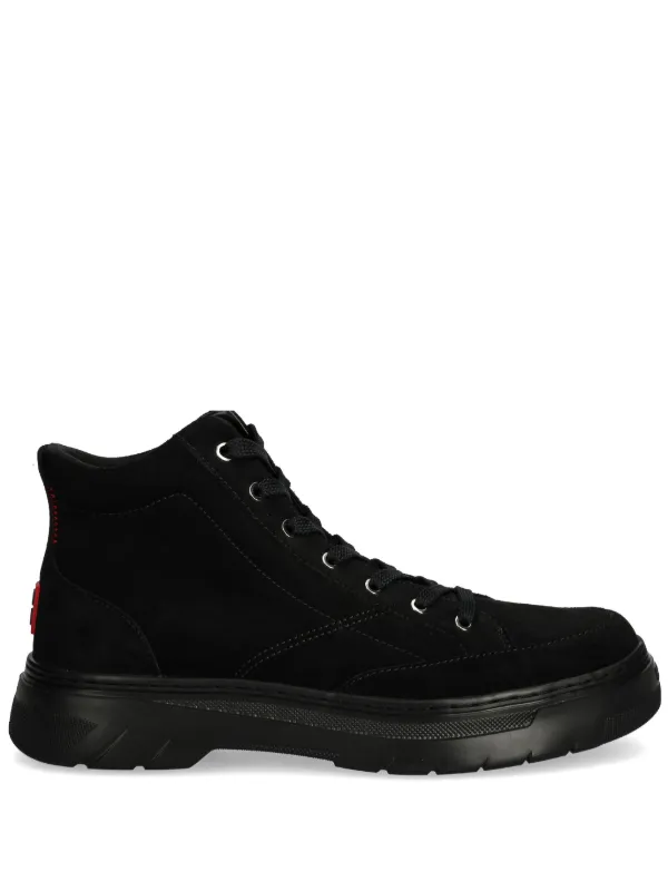 HUGO logo patch hi top Sneakers Black FARFETCH CA