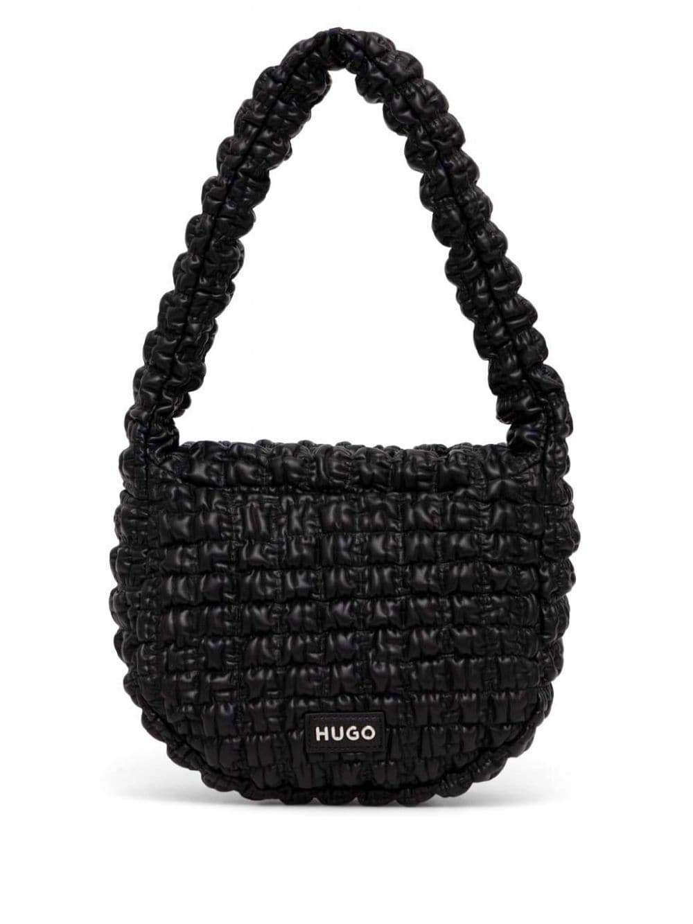 Shop Hugo Quilted Faux-leather Shoulder Bag In Black