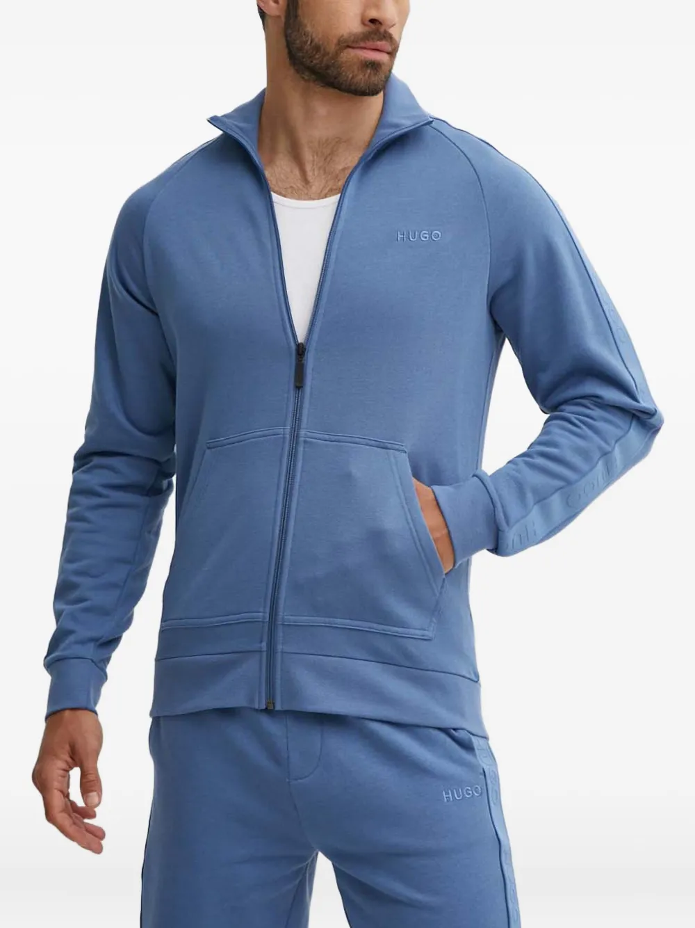 HUGO zip-up logo sweater | Blue | Image 1