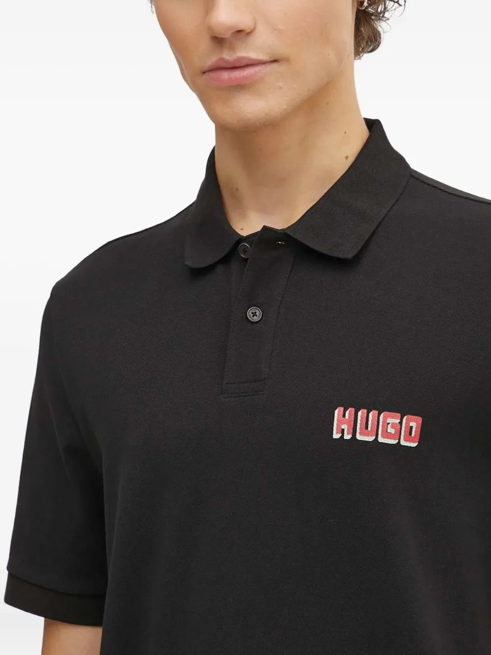 HUGO Katoenen poloshirt Zwart