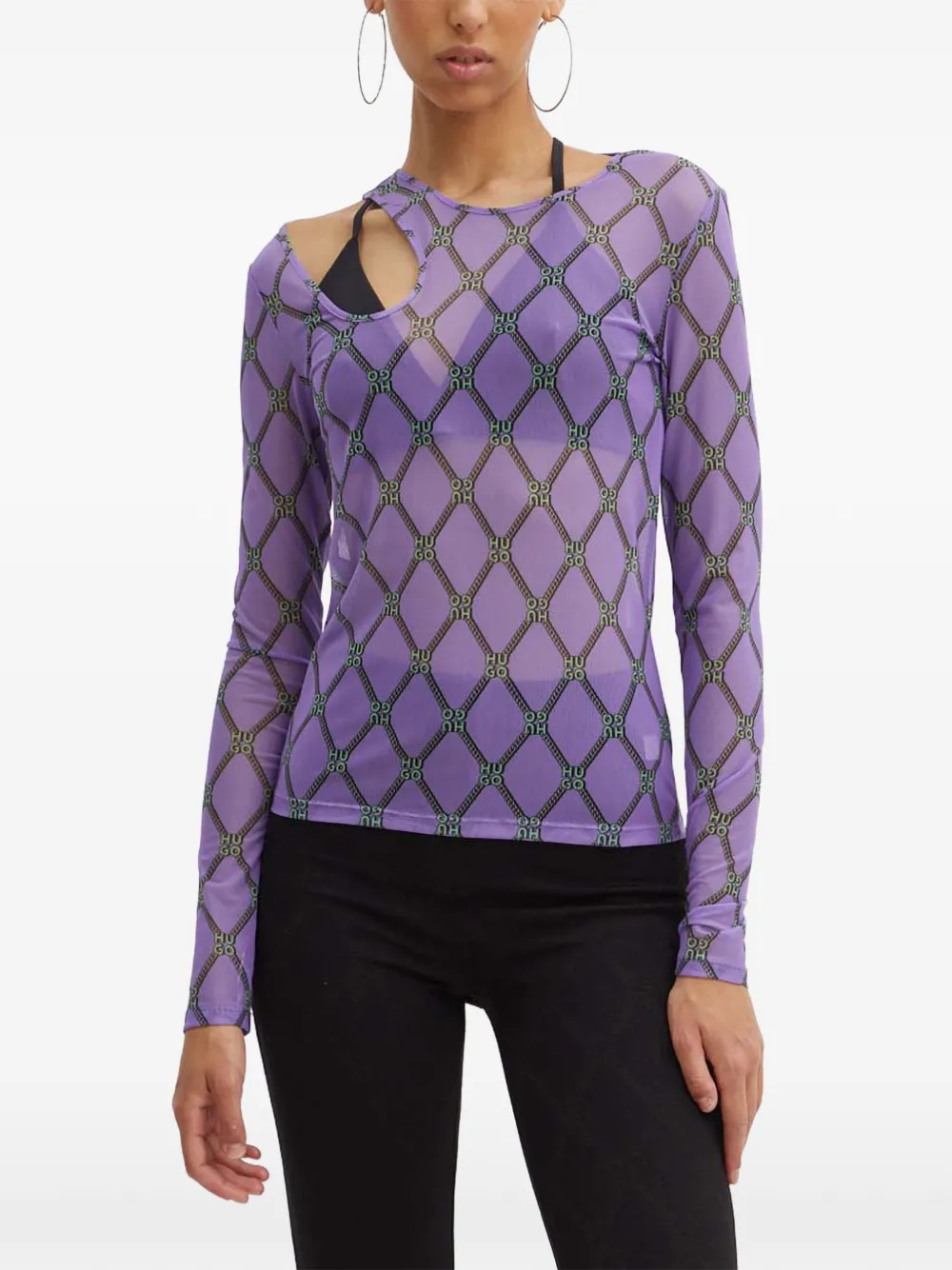 HUGO top con cadena estampada | morado | Image 1