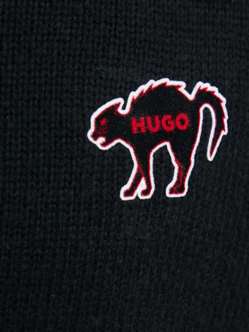 HUGO Trui met capuchon en applicatie Zwart