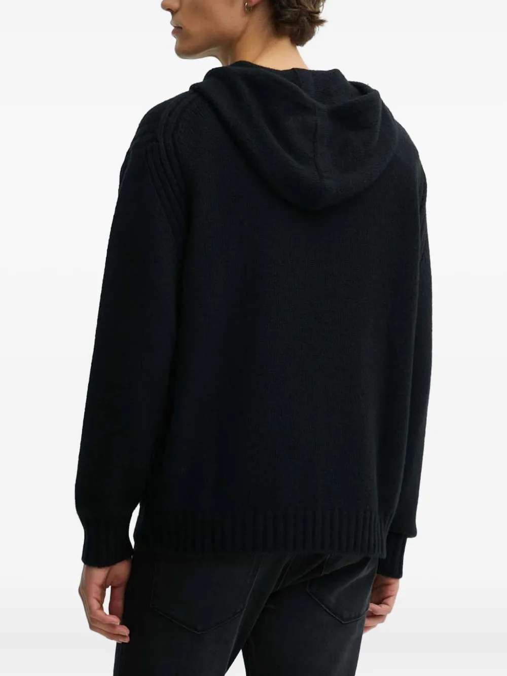 HUGO Trui met capuchon en applicatie Zwart