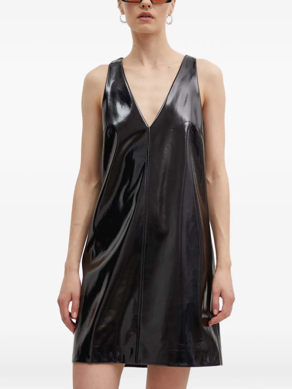 HUGO vestido a paneles con cuello en V | negro | Image 1