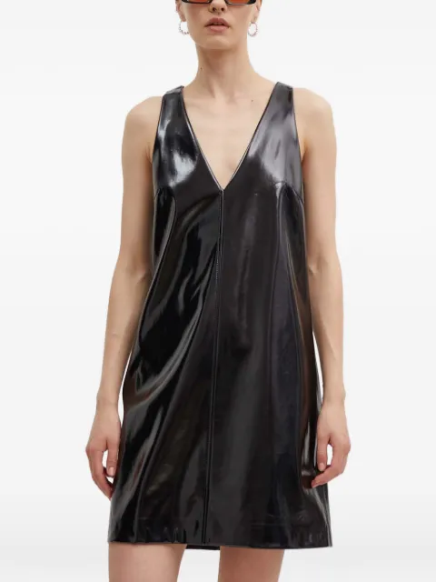 HUGO فستان ميني بأجزاء مخيوطة ورقبة V