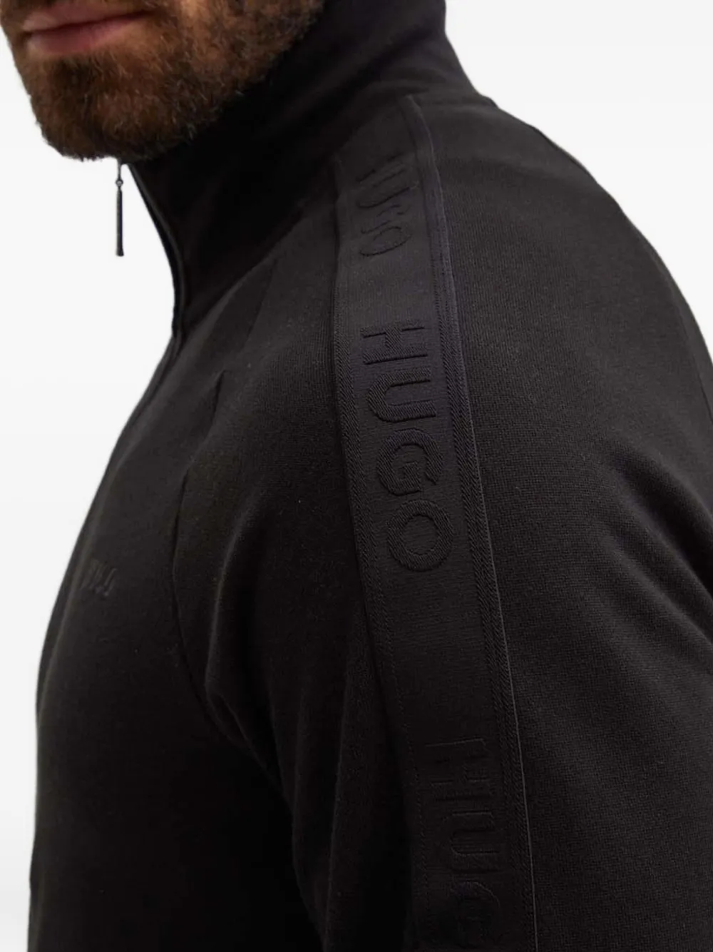 HUGO Trui met rits en logo Zwart