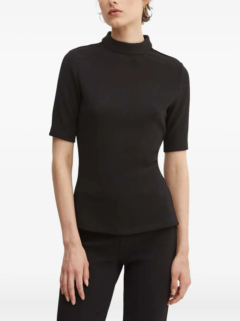 HUGO ribbed high-neck top | Black | Image 1