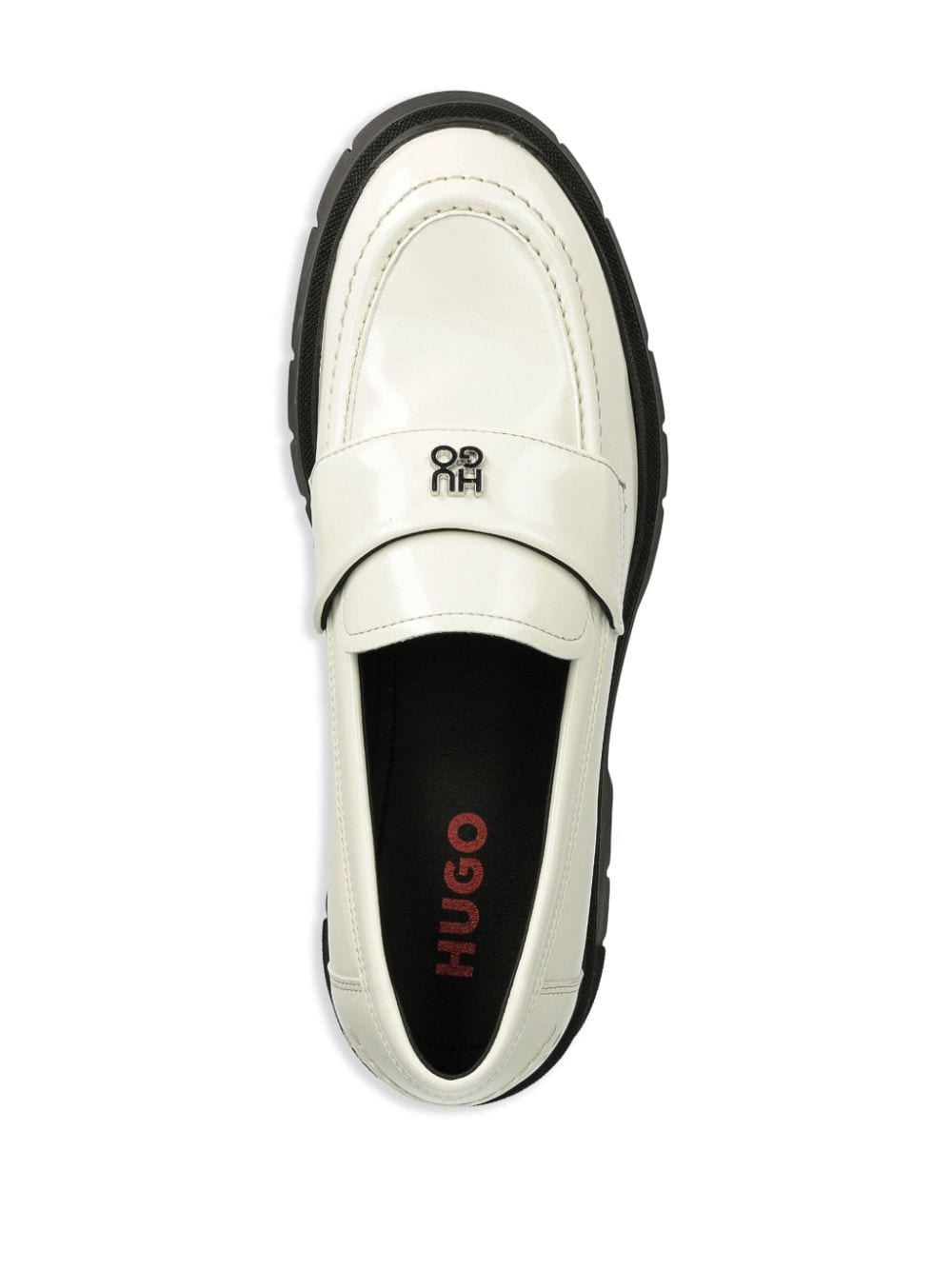 Shop Hugo Logo Plaque Chunky Loafers In White