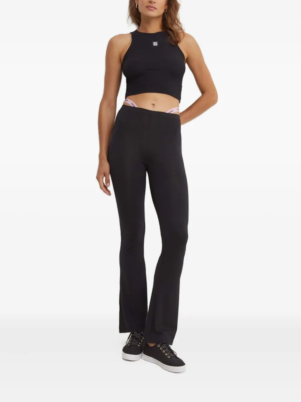 HUGO Pantalon met logo tailleband - Zwart