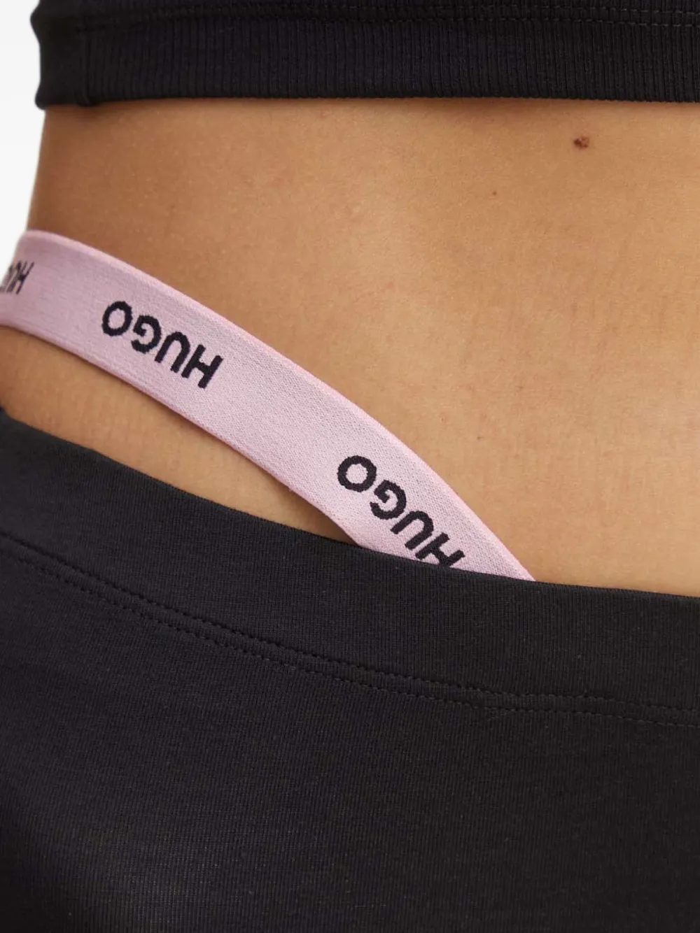 HUGO Pantalon met logo tailleband Zwart