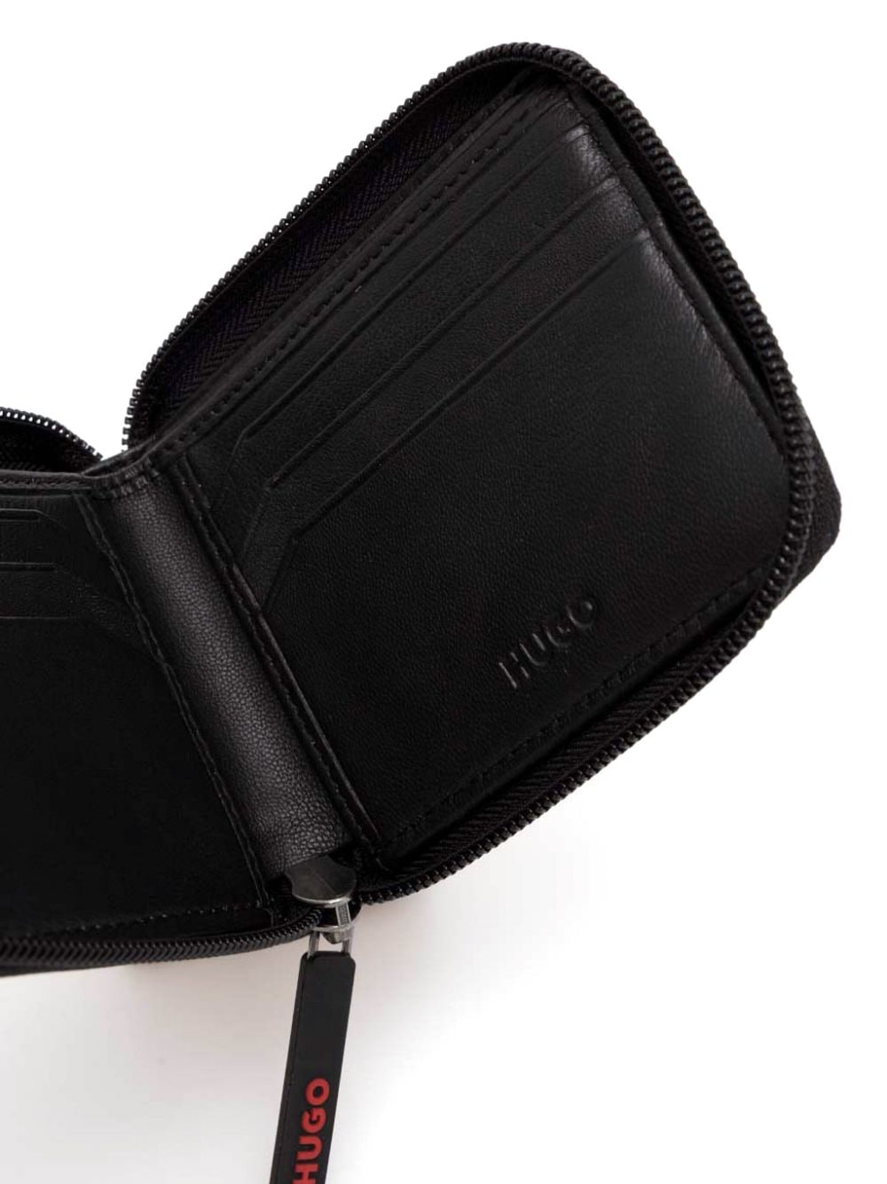 Shop Hugo Logo-embossed Leather Wallet In Black