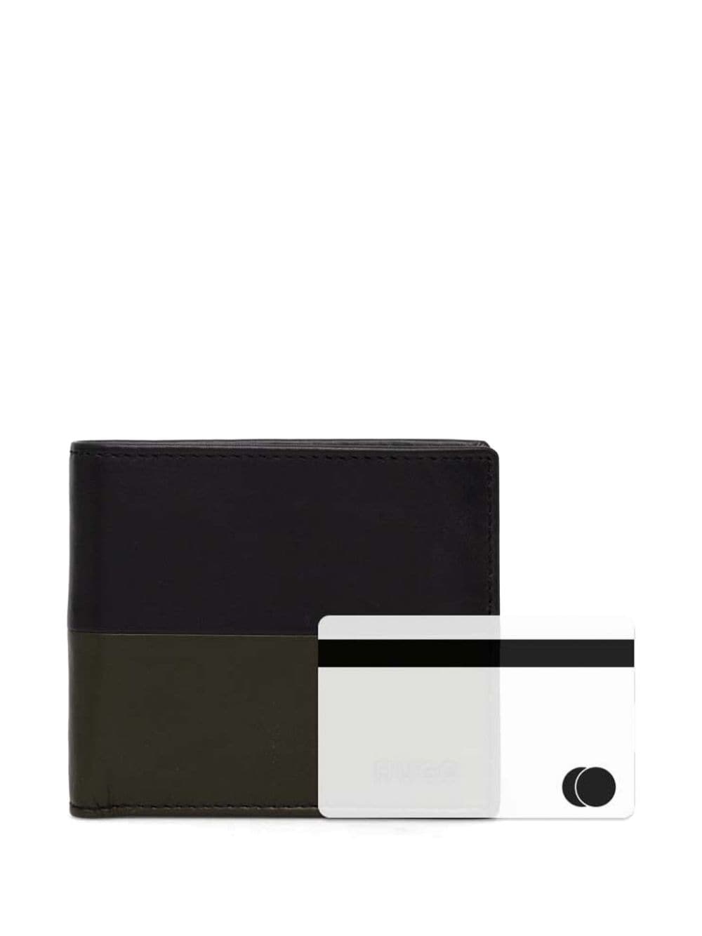 Shop Hugo Two-tone Leather Wallet In Black