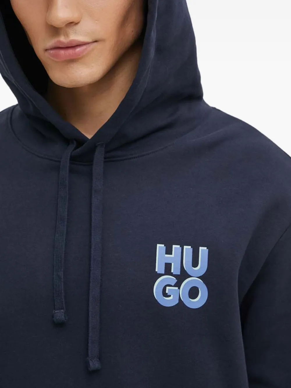Hugo Boss Logo Hooded Sweatshirt In Blue