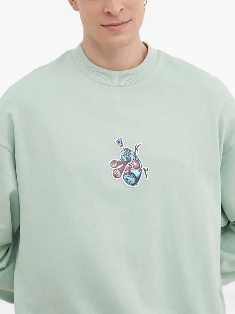 Hugo Boss Appliqué Crew Neck Sweatshirt In Green