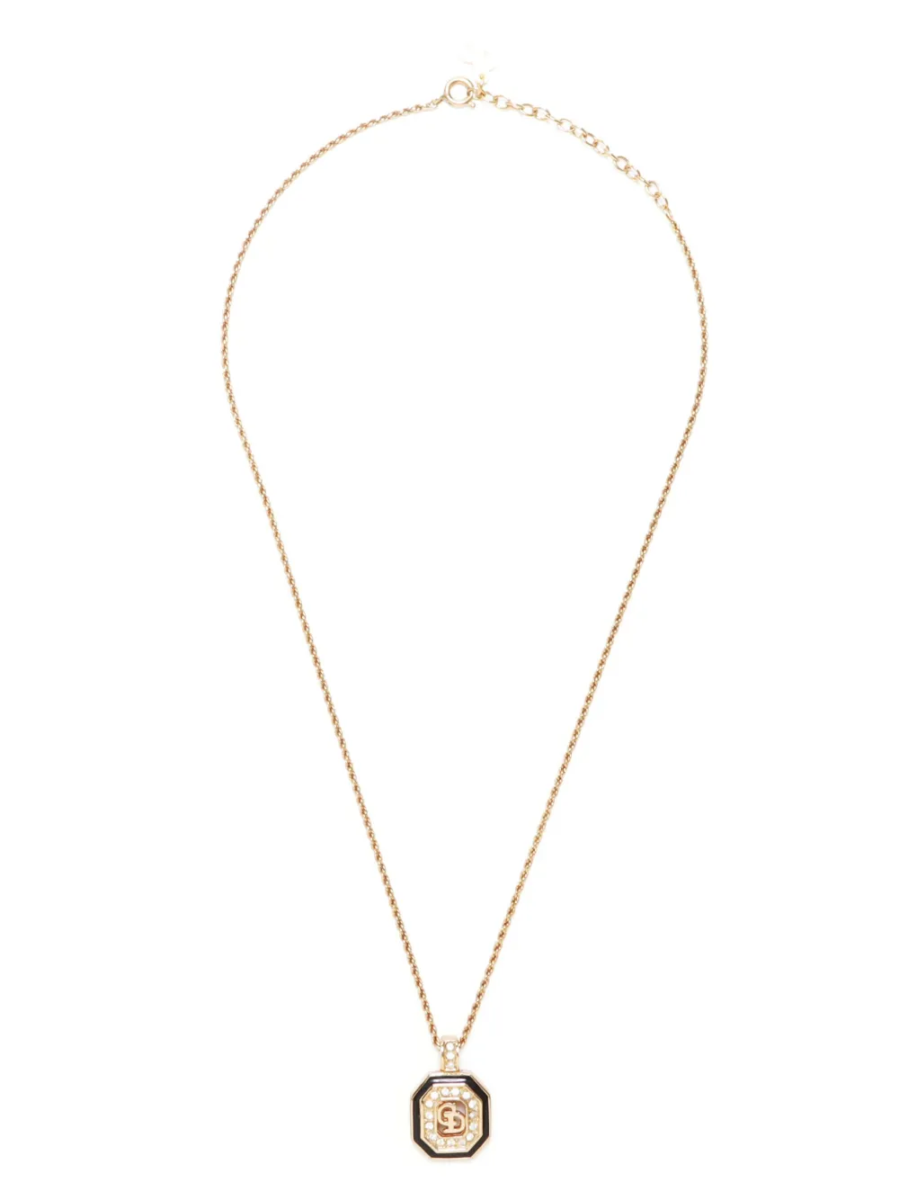 Christian Dior Pre-Owned CD rhinestone pendant necklace - Gold