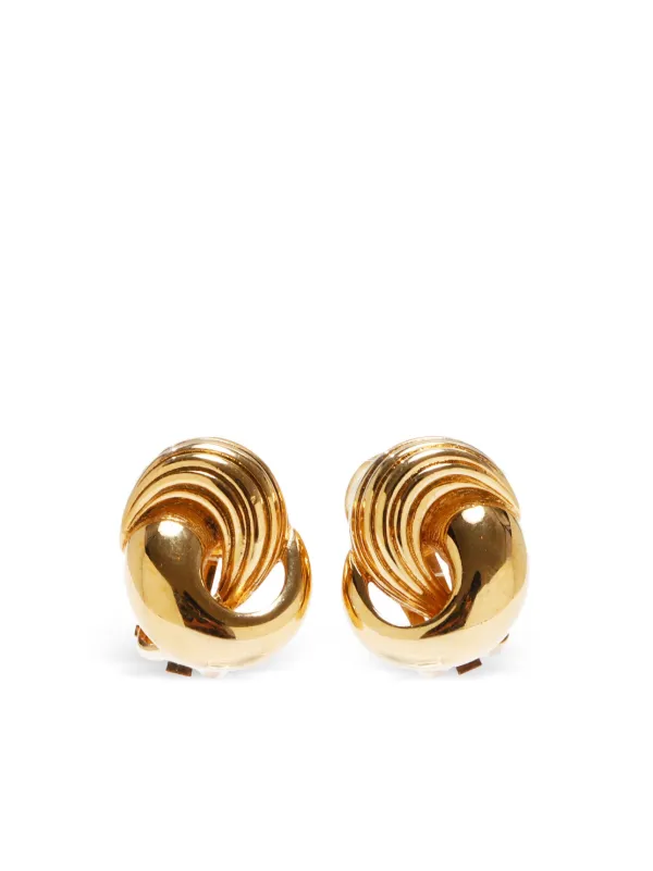 Christian Dior Pre-Owned Twist clip-on Earrings Gold FARFETCH