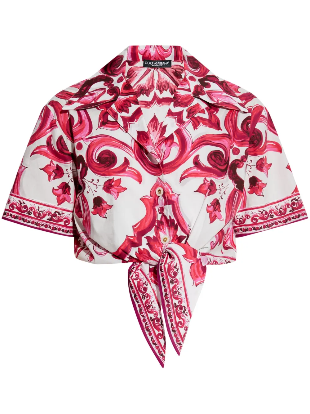 Dolce & Gabbana Majolica-print poplin shirt Wit