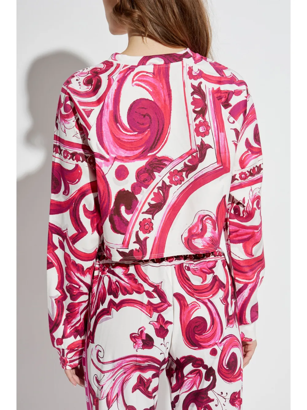 Dolce & Gabbana Sweater met Majolica-print en rits Roze