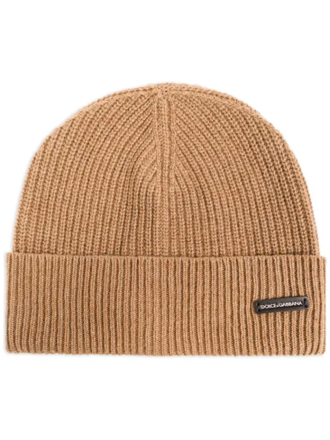 Dolce & Gabbana logo-patch ribbed beanie