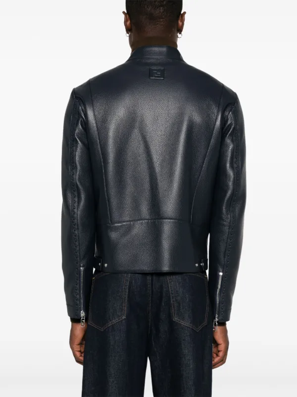 FENDI Selleria Leather Jacket | Blue | FARFETCH