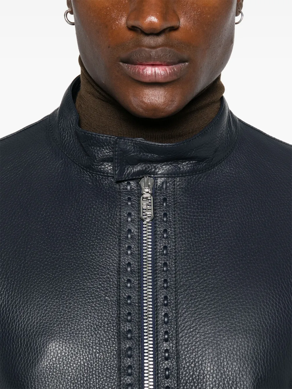 FENDI Selleria leren jack Blauw