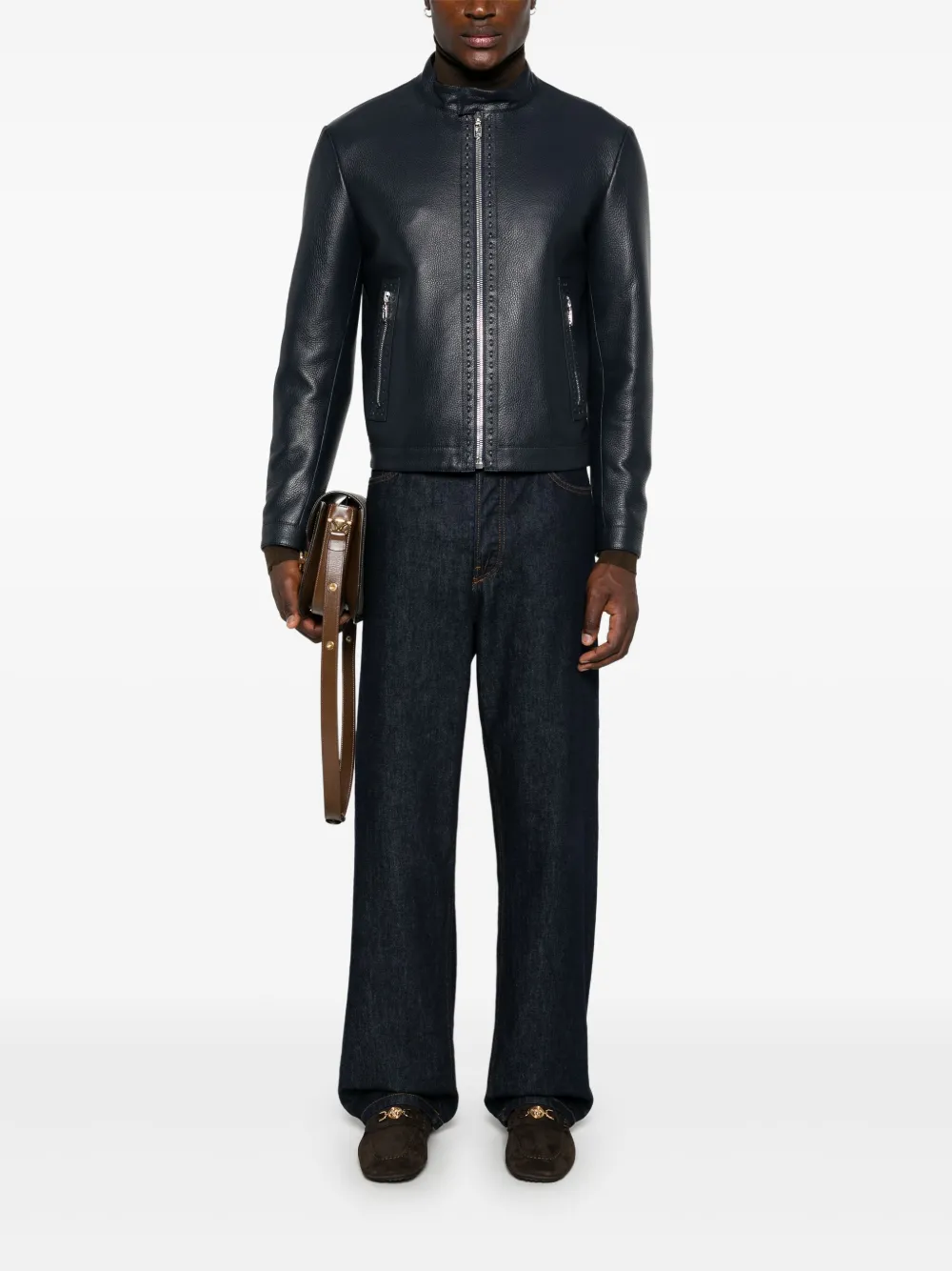 FENDI Selleria leren jack Blauw