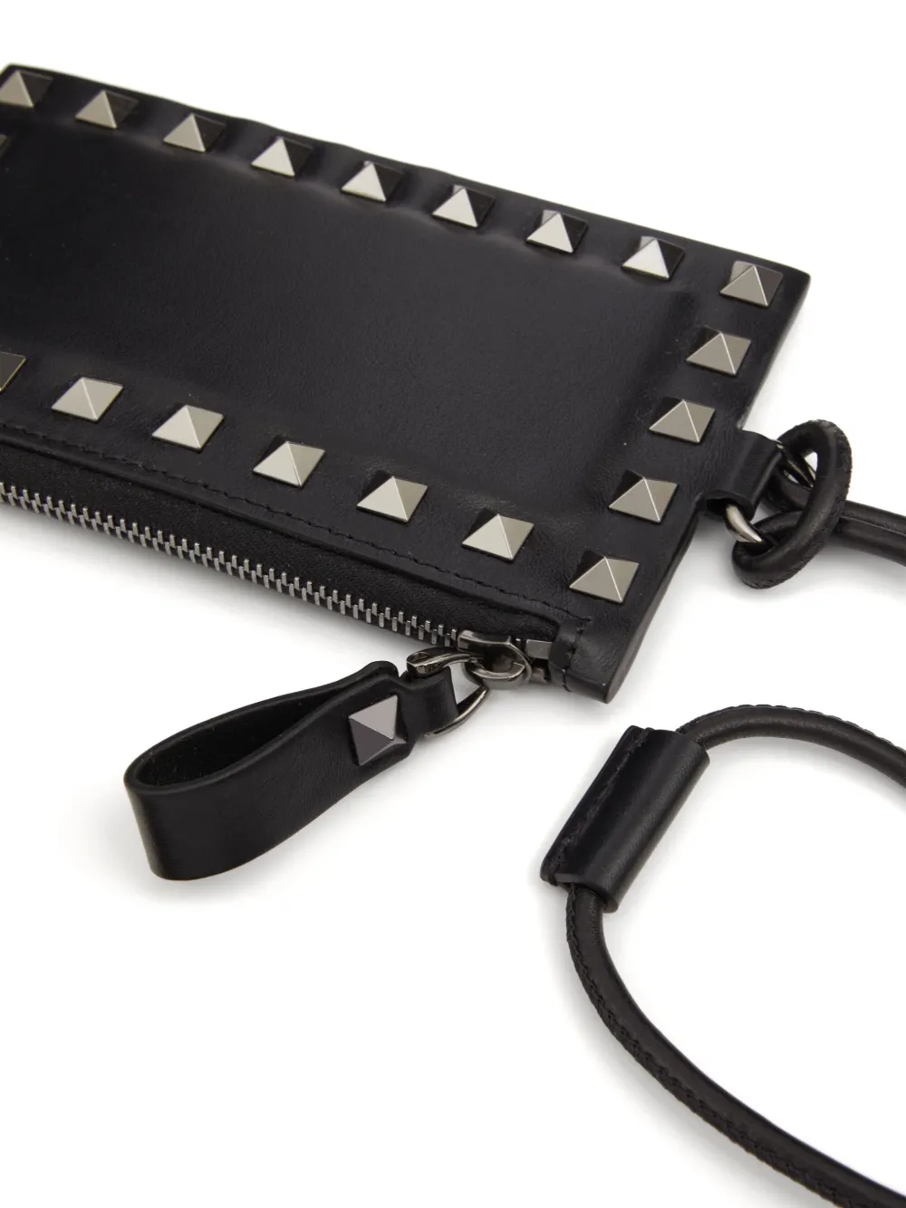 Valentino Garavani Rockstud leren pasjeshouder Zwart