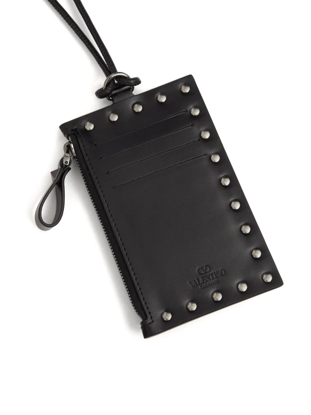 Valentino Garavani Rockstud leren pasjeshouder Zwart