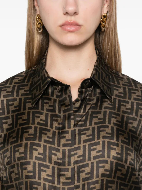 FENDI FF print Shirt Brown FARFETCH IE