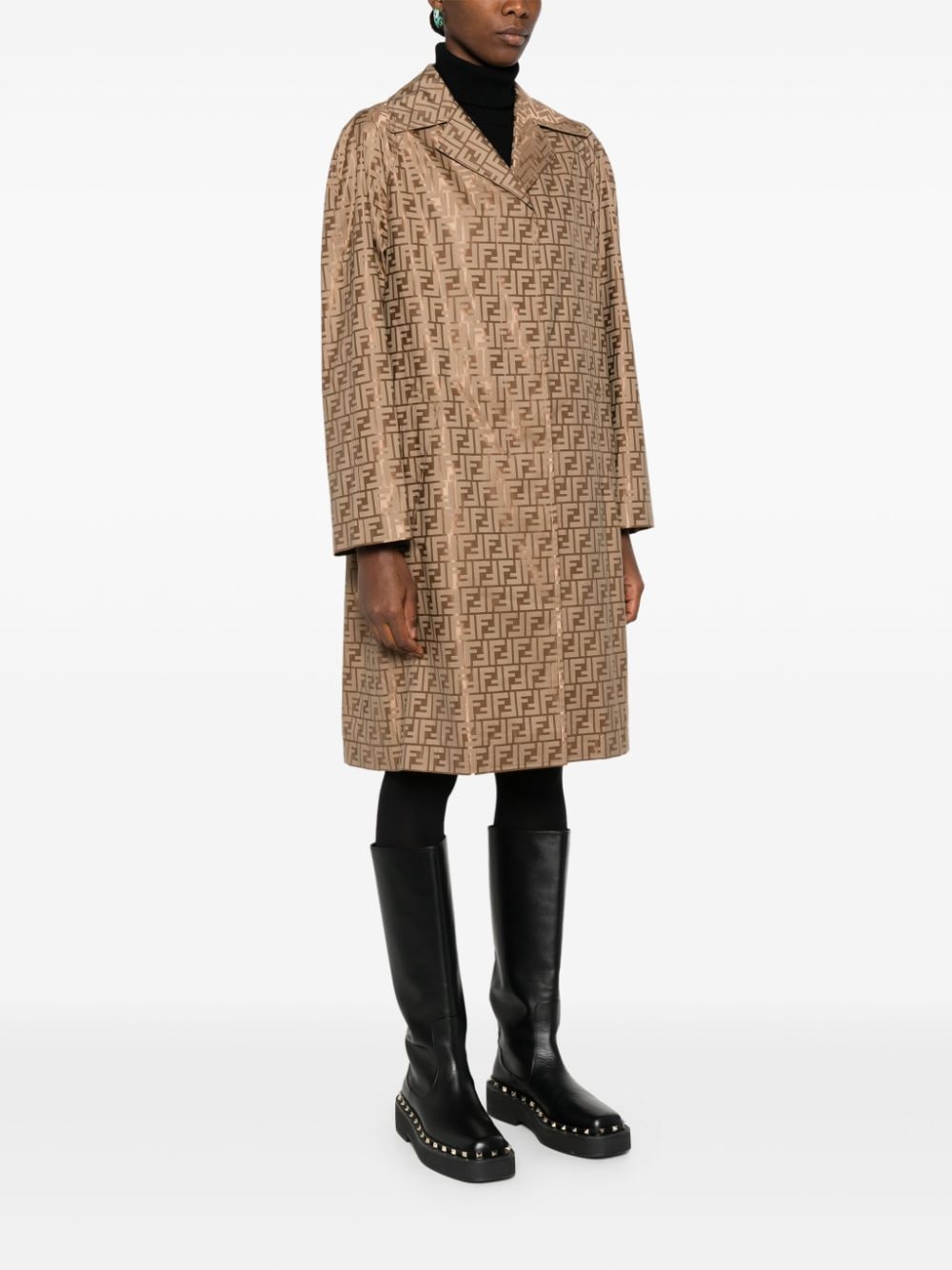 Shop Fendi Ff-printed Coat In Neutrals