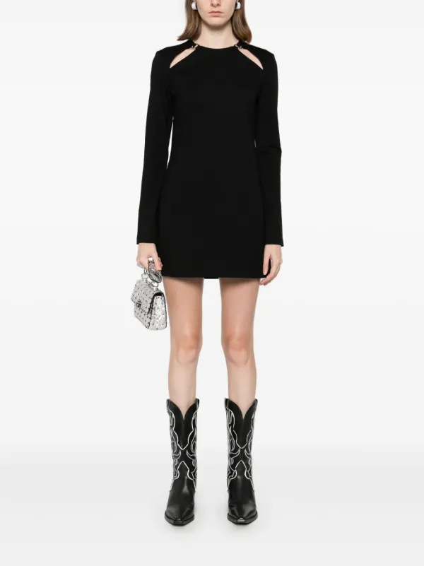 long sleeve jersey mini dress Brave Soul long sleeve jersey mini dress with tie front detail in berry