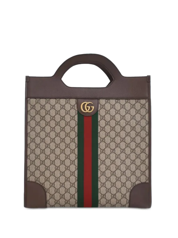 Gucci Pre Owned 2016 2023 GG Supreme Ophidia Vertical Tote Bag Brown FARFETCH AE