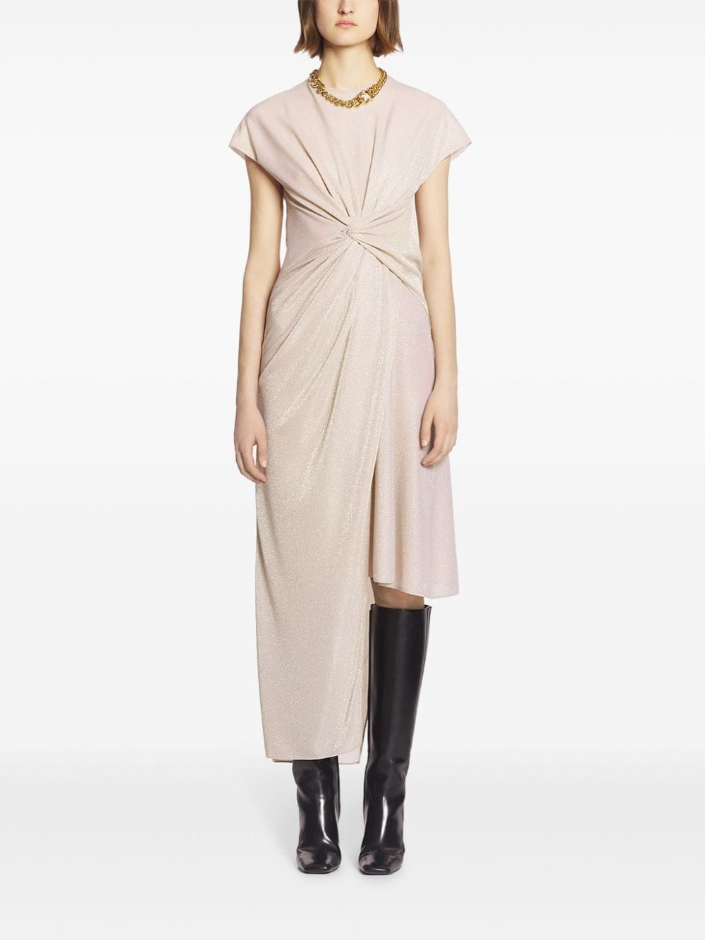 Lanvin twist-detailing midi dress - Beige