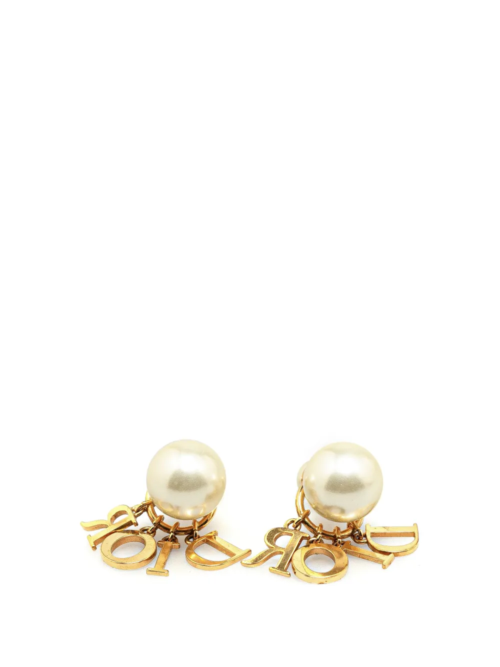 Christian Dior Pre-Owned 21st Century Gold Plated Logo Faux Pearl Push Back costume earrings