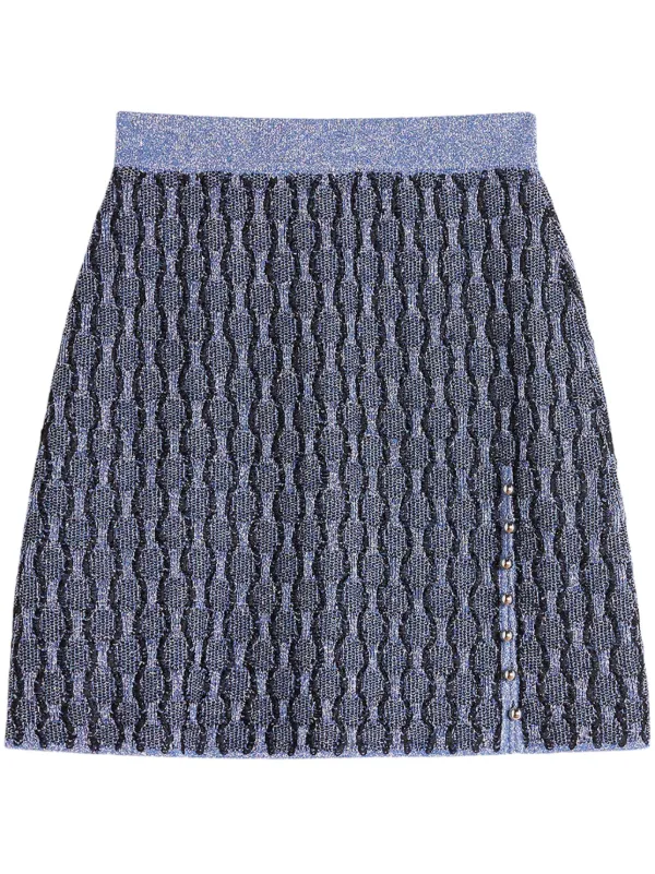 Lanvin Patterned Intarsia-knit Mini Skirt in Blue